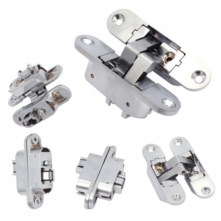 Láthatatlan zsanérok fogantyú nélküli ajtókhoz, 23x95mm, krómozott, 3 darabos készlet