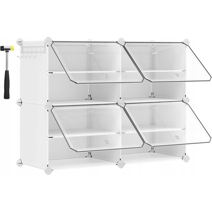 Moduláris cipőrendező, 4 rekeszes, fehér, 30x40cm