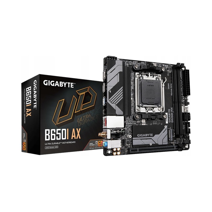 Gigabyte B650I AX Mini-ITX alaplap, 2 RAM foglalat, Wi-Fi 6E, 170x170mm
