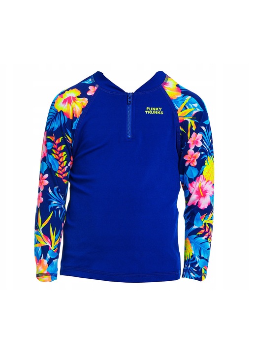 Детска плувна тениска Funky Trunks Zippy Rash Vest, син, 100% рециклиран полиестер