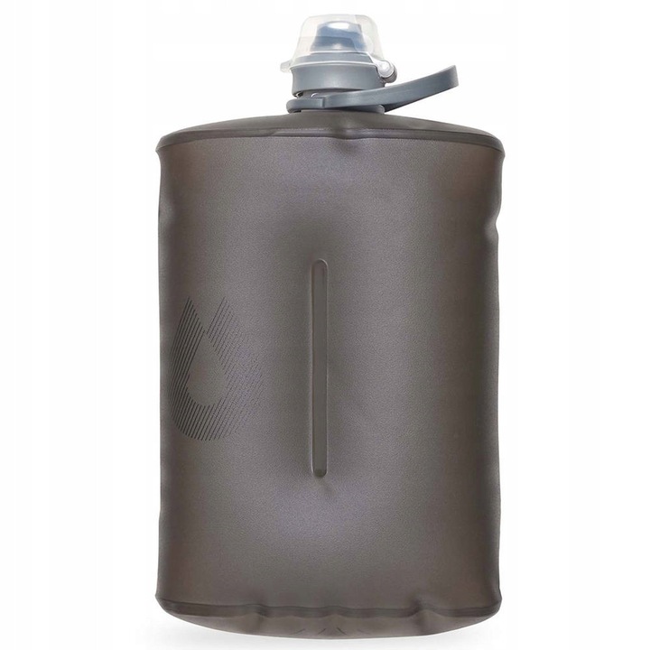 Bidon compresibil Hydrapak Stow 1L, gri, material TPU, rezistent la temperaturi, antibacterian