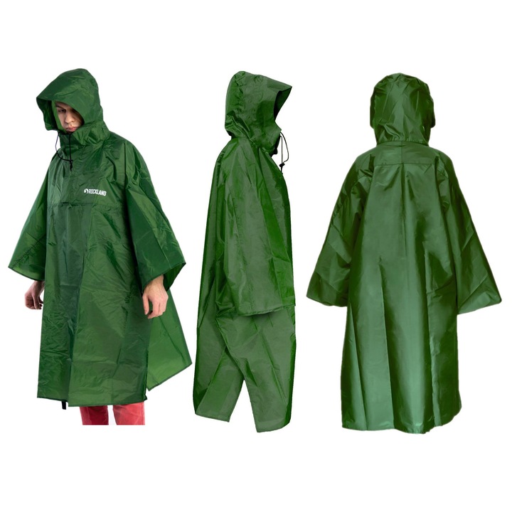 Pelerina poncho Rockland, impermeabila, 100% poliester, 100x100cm, set cu sac de ploaie