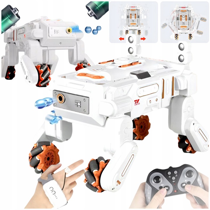 Masinuta R/C BOUNN Lazic Inteligent cu Bomba Wodna, Alb-Portocaliu, 27x17x18cm, Set complet