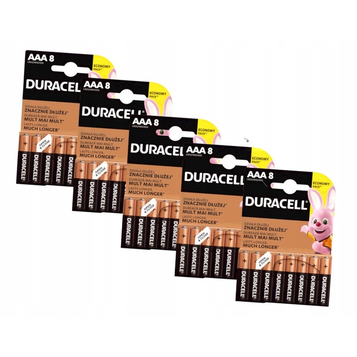 Set 40 baterii AAA Duracell Duralock Basic C&B, alcaline, 10,5x44,5mm