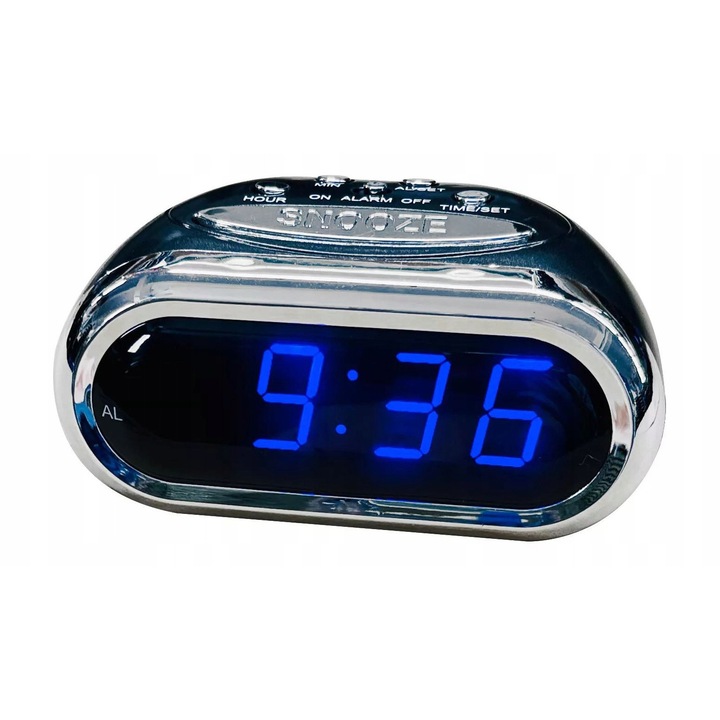 PERFECT elektronikus ébresztőóra, LED, fekete, 70x130x90mm