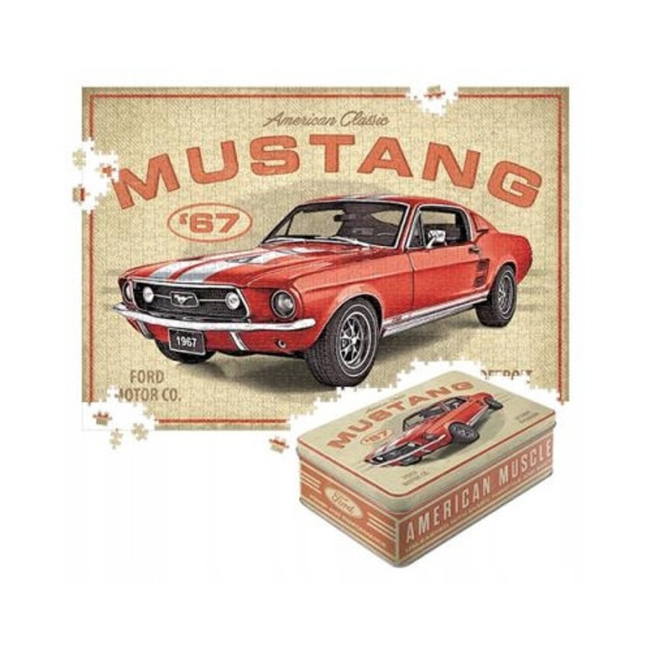 Puzzle Ford Mustang GT 1967, set cadou, 1000 piese, multicolor