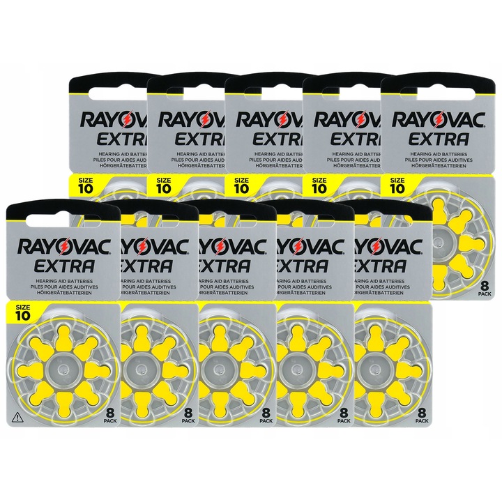 Set 80x Baterii pentru aparate auditive Rayovac Extra 10, zinc-aire, 1,45V, dimensiune 5,8x3,6mm