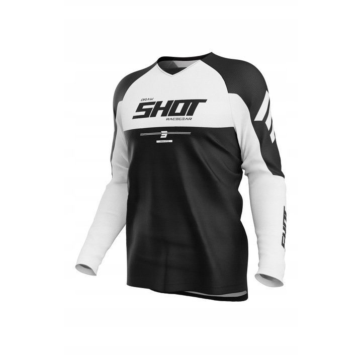 Tricou sport barbati, Shot, Racing Draw Private, alb/negru, motociclism