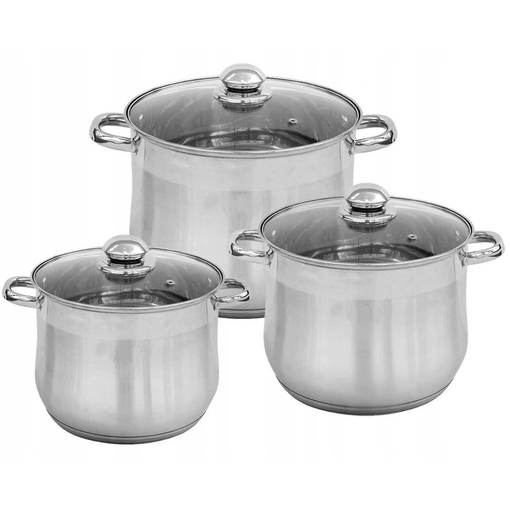 Set oale din inox 3/5/7 litri, 3 bucati, dimensiuni 18x15cm, 20x16cm, 22x17,5cm