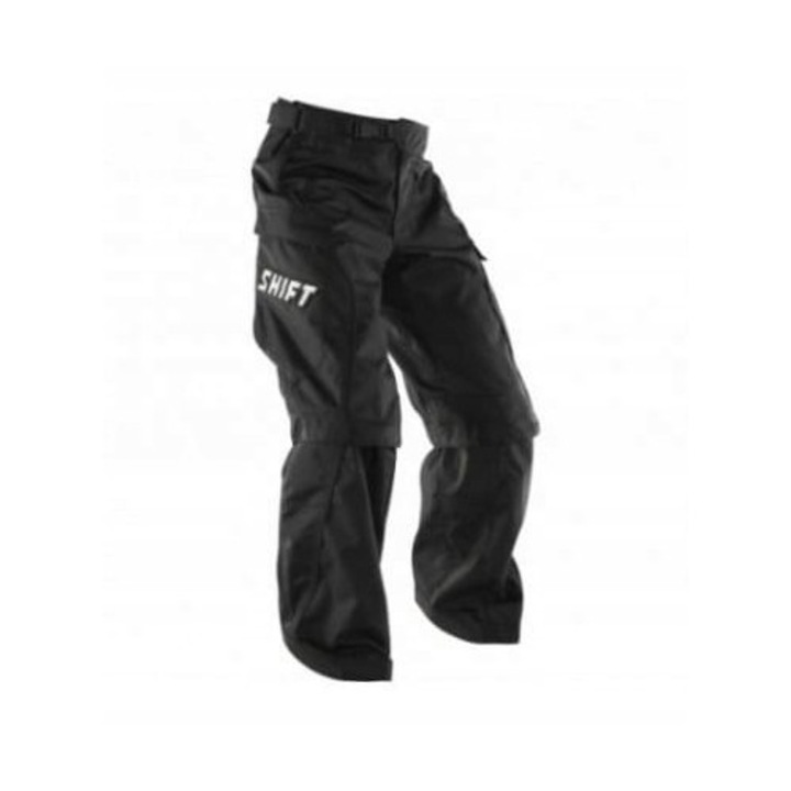 SHIFT Recon Granite motoros nadrág, fekete, 34-es méret, 600D poliészterből, bőrpanellel, levehető lábakkal