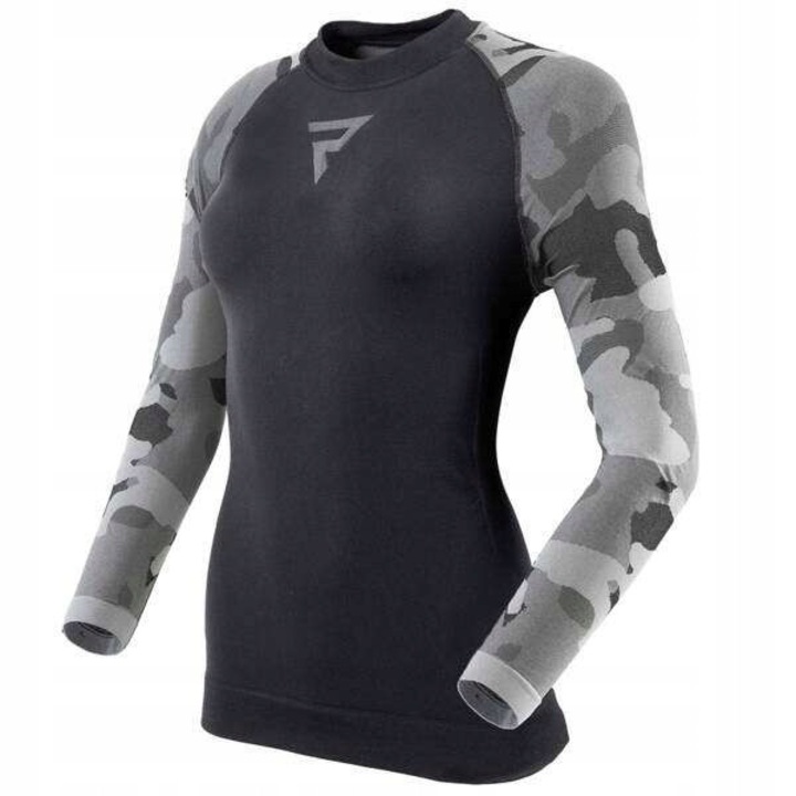 Tricou termic dama Rebelhorn Freeze II, material elastic, respirabil, negru/gri