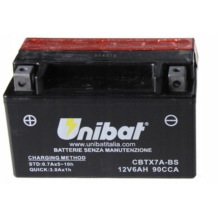 Akumulator Unibat CBTX7A-BS 12V 6Ah 90A, 150x87x94mm
