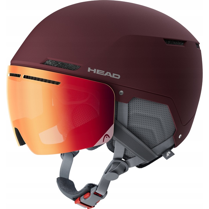 Casca de schi pentru femei Head Cinema Pro W, 52-55 cm, Berry/Red Yellow, cu vizor integrat, sistem de ventilatie