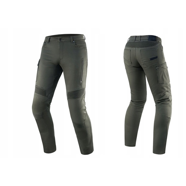 Pantaloni moto Rebelhorn Vandal Twill, 98% bumbac, 2% spandex, verde masliniu, W34L34