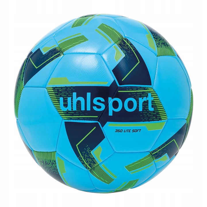 Uhlsport Lite Soft 350 futball labda, világoskék/fluoreszkáló zöld, 5-ös méret, 9x9.4x5.4cm