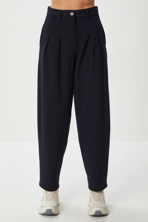 Pantaloni dama, Happiness Istanbul, Albastru marin, Viscoza/Poliester