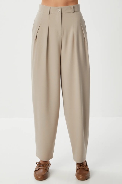 Pantaloni dama, Happiness Istanbul, Poliester/Viscoza, Bej natural, XS INTL