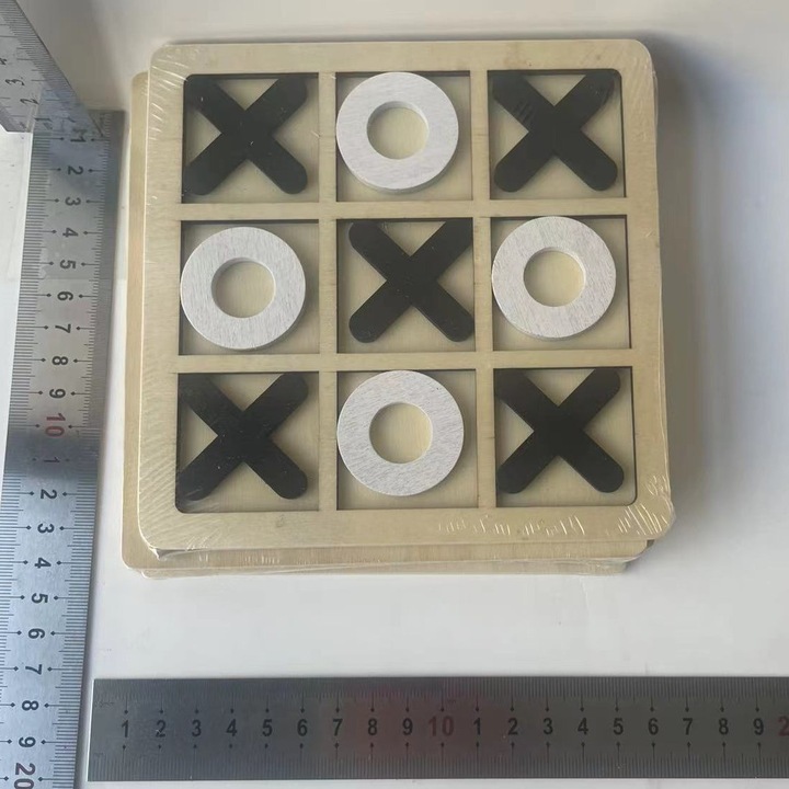 Prémium termék - Montessori Tic Tac Toe játék, Southern Sky, Oktató, Interaktív, fából, X és O, 9 darab, 14.3x14.3 cm, Fekete Fehér