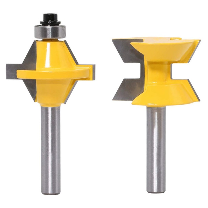 Set freze pentru prelucrarea lemnului, 2 piese, diametru shank 8mm, multicolor