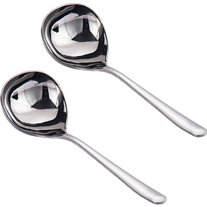 Set de linguri pentru supa din otel inoxidabil, 2 linguri mici si 1 lingura medie, argintie