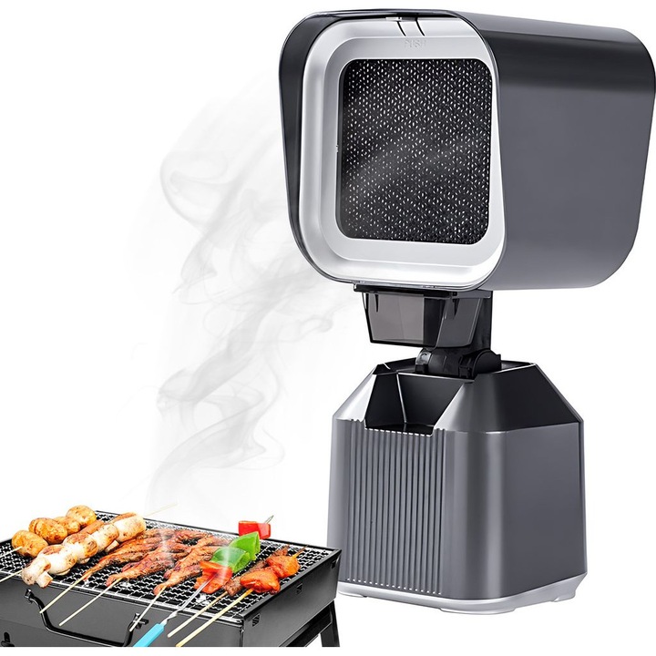 Hota portabila, 2 viteze ventilator, putere de aspiratie 3600 RPM, unghi si inaltime ajustabile, gri, dimensiuni 30.5x15x11.5cm