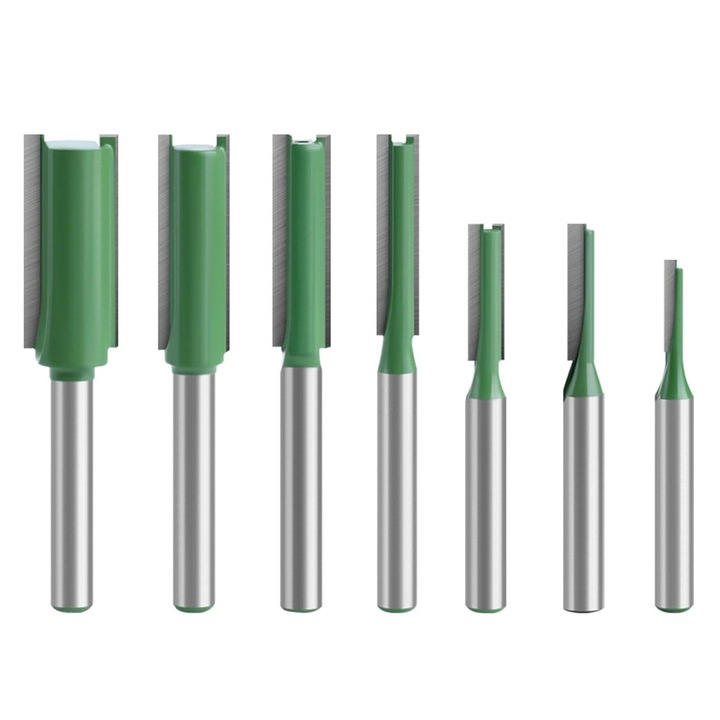 Set de freze cu tais drept, 7 piese, 6mm diametru, material carbura tungsten, dimensiuni variate