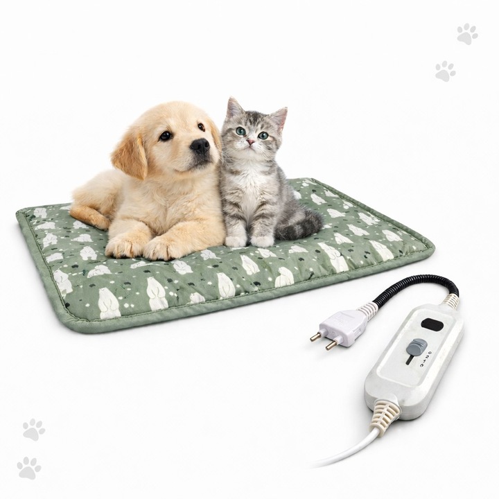 Patura electrica pt. animale de companie, Southern Sky, perna pentru caini, 45 x 45 cm, 28 W, 3 trepte de reglaj, perna pt. pisici, Anti-Alunecare, Gri