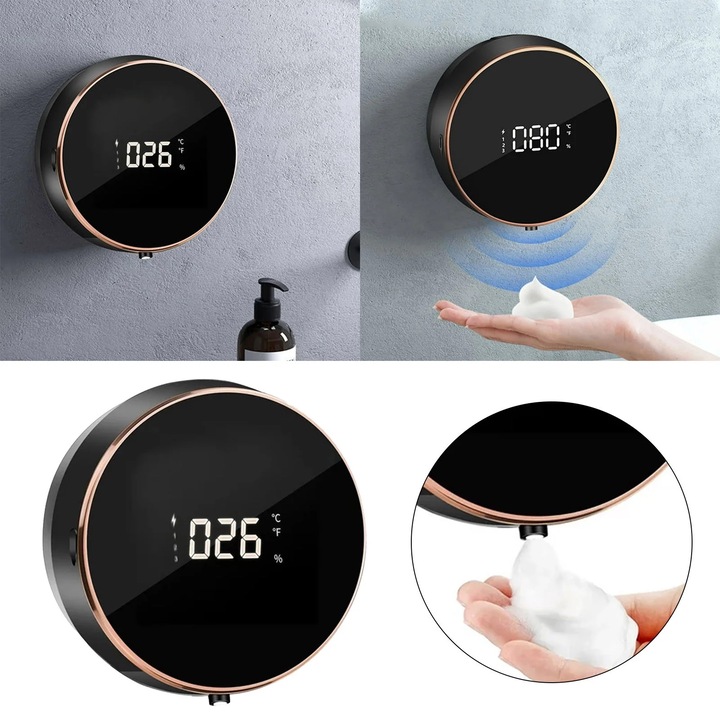 Falra szerelhető automata szappanadagoló, állítható intelligens érzékelő, IPX5 vízálló, USB-ről tölthető