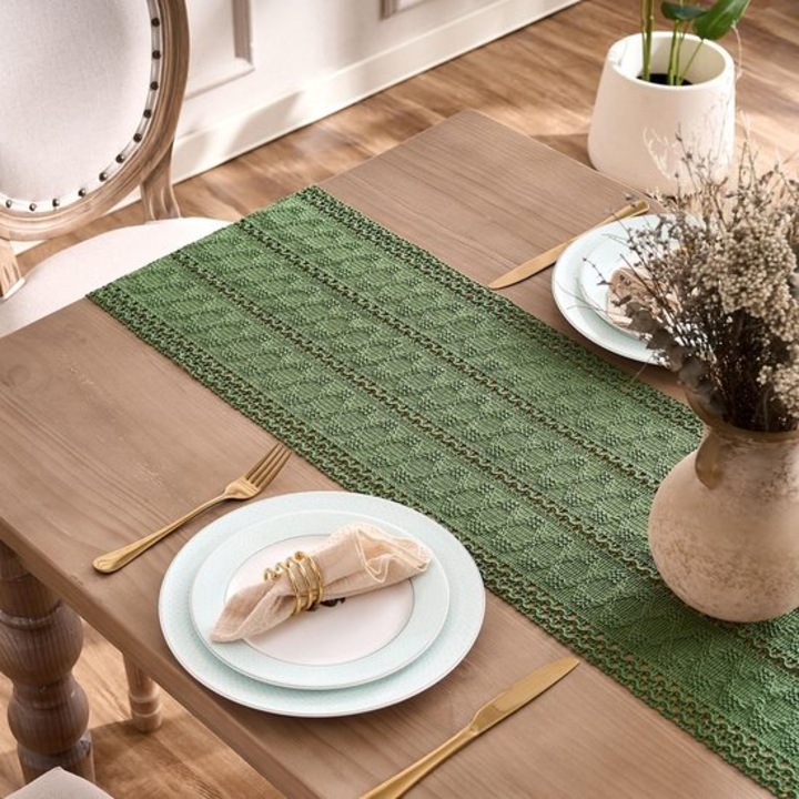 Fata de masa decorativa, model boho, motive florale de toamna, 30x183cm