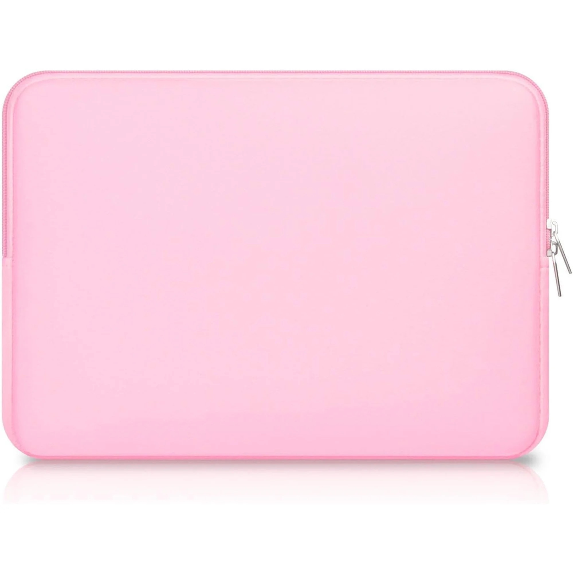 Geanta de protectie pentru laptop 15 inch, neopren, design slim, roz, set cu geanta suplimentara