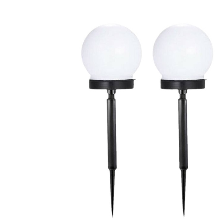 Set 2 lampi solare, lumina alba, 10cm, rezistente la apa, pentru gradina