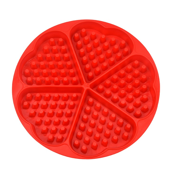 Set de 4 forme de prajituri din silicon, rosii, rezistente la caldura si inghet, pentru copt si depozitare