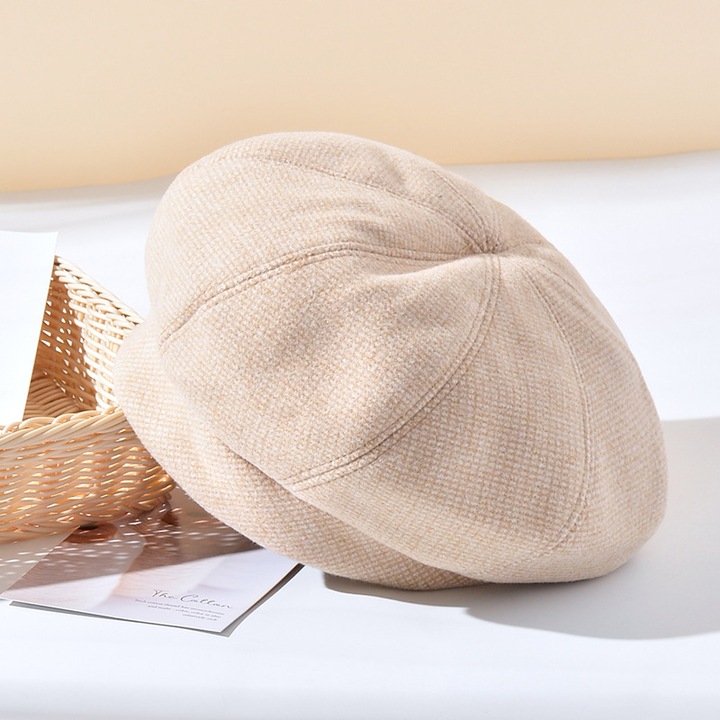 Caciula beret, design retro tartan, pentru femei, confortabila, multicolor