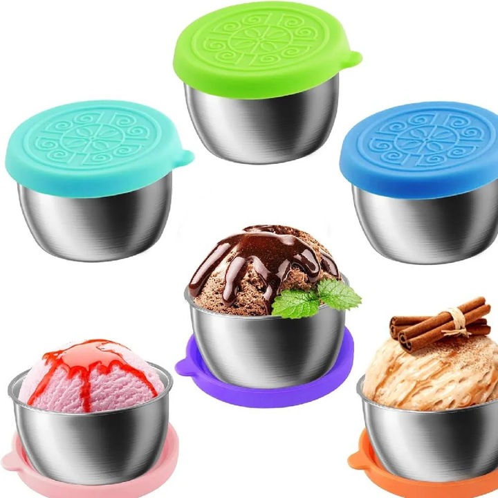 Set borcane condiment cu capace, inox, 70ml, 6 bucati, rezistente la scurgeri, sigilate