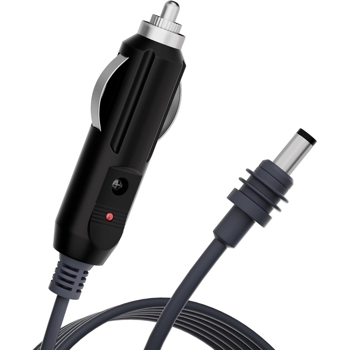 Adaptor auto 12V, cablu DC 3M, conectare directa la incarcator de bricheta, utilizare plug-and-play, compatibil cu mai multe vehicule