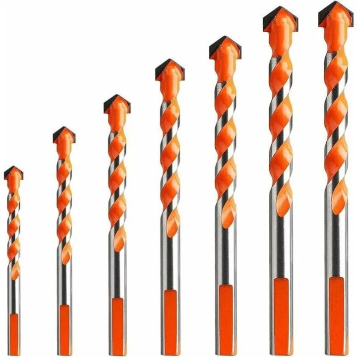 Set de burghie din carbura de tungsten, 7 piese, 3x4x5x6x8x10x12mm, pentru ceramica, beton, sticla, plastic