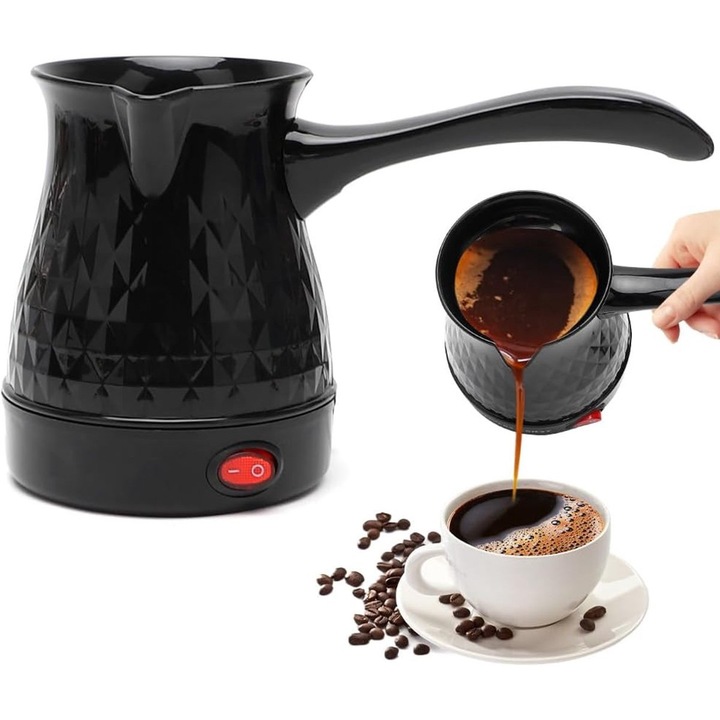 Espressor electric, 2 in 1, inox, ABS, set pentru cafea si ceai