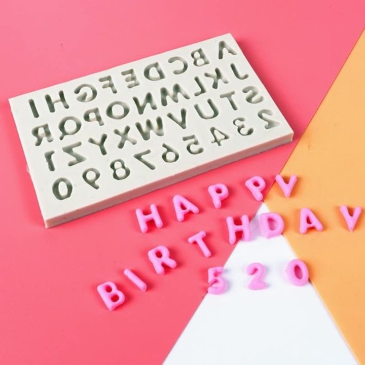 Forma prajituri din silicon, model litere, multifunctionala, gri, 11x7.5x1.8cm