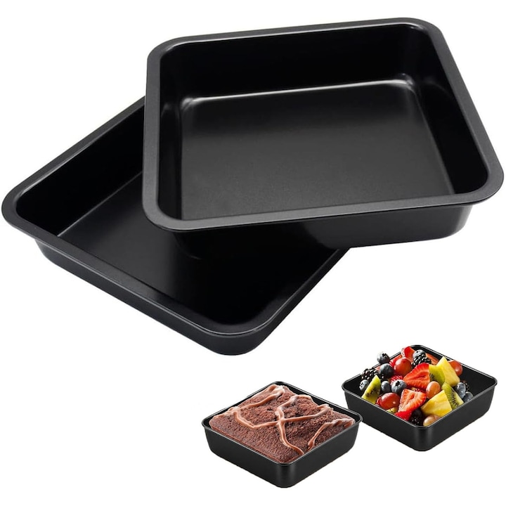Set tavi copt, 2 piese, 22.5x22x5cm, negru, material rezistent, non-stick