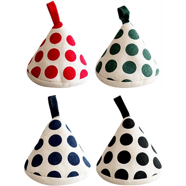Set 4 capace vase din bumbac, design triunghiular, multicolor, rezistent la caldura