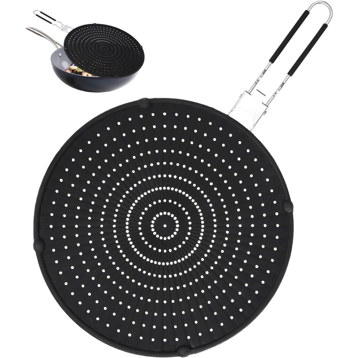 Capac vase pentru gatit, 32cm, silicon, rezistent la caldura, usor de curatat, stocare convenabila