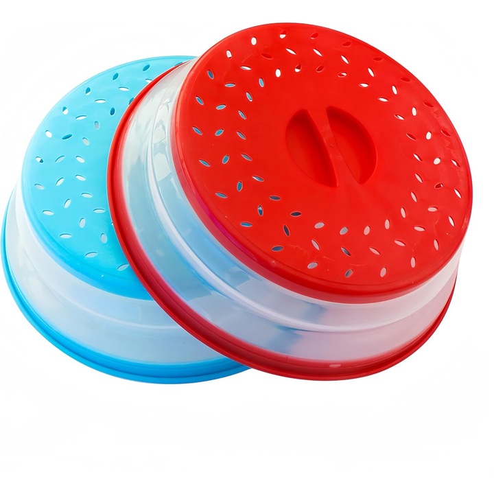 Set de 2 capace pliabile pentru cuptor cu microunde, BPA-free, rezistente la caldura, 3x0.75 inch, multicolor