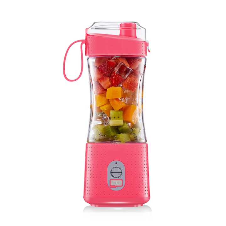 Blender portabil 300ml, 4000mAh, 22.000 RPM, verde, set cu capac dublu