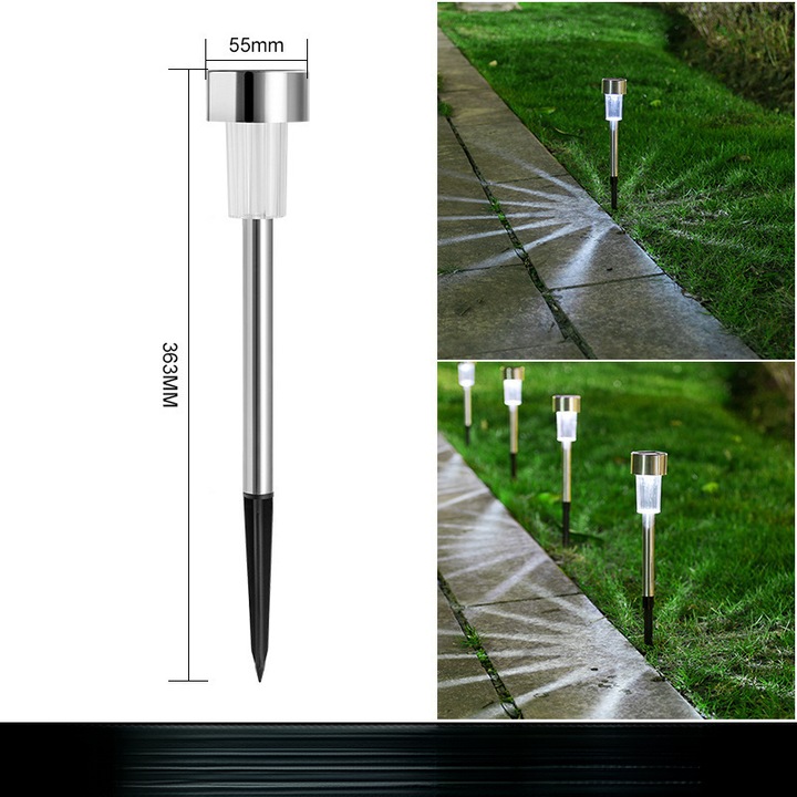 Set 10 lampi solare pentru exterior, lumina alba, rezistente la apa, pentru gradina, instalare usoara