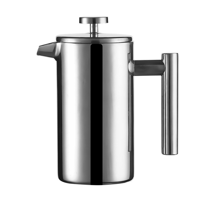 Kávéfőző French Press rozsdamentes acélból, 350ml, duplafalú kivitel, dupla szűrőrendszer