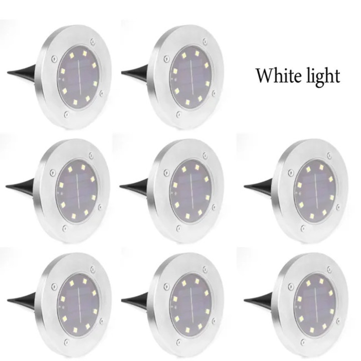 Set de 8 lampi solare din inox, LED, impermeabile, pentru gradini si terase