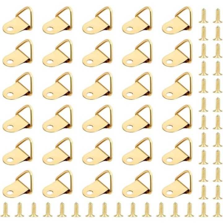 Set 50 carlige pentru rame foto cu 50 suruburi, triunghiulare, pentru decorarea peretilor