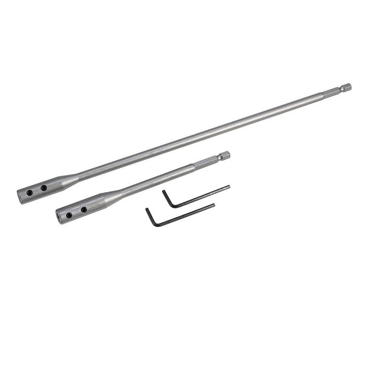 Set de tije de extensie pentru burghie, 2 piese, otel carbon, 150mm/300mm, 1/4"