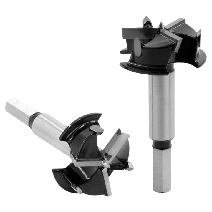 Set burghie cu trei caneluri, 40mm, din carbura, pentru lemn, rezistente, 2 piese