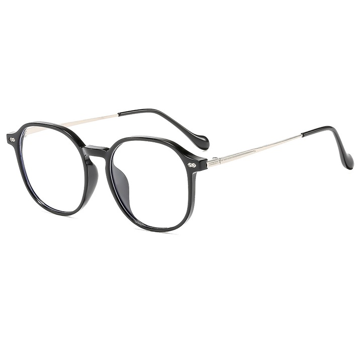 Ochelari de citit, unisex, cu protectie impotriva luminii albastre, design din plastic, usori, negri, set de 1 pereche